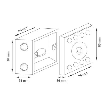 Touch-kontakt med lysdæmper til ensfarvede LED strips 12-24V 4-kanal