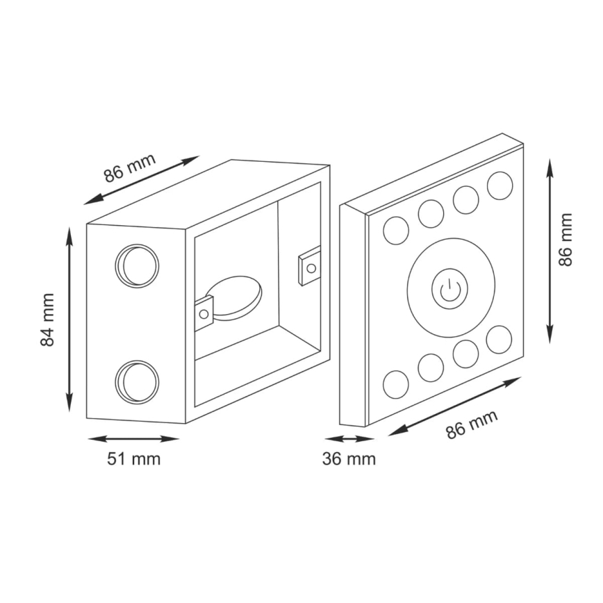 Touch-kontakt med lysdæmper til ensfarvede LED strips 12-24V 4-kanal