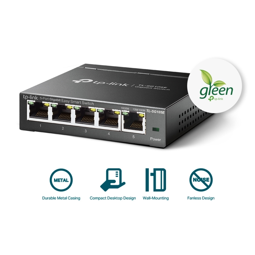 TP-Link - 5-ports Gigabit Easy Smart-netværksswitch