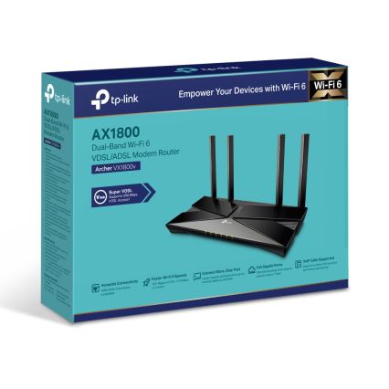 TP-Link - Dobbeltbånd Wi‑Fi 6 VDSL/ADSL-modemrouter
