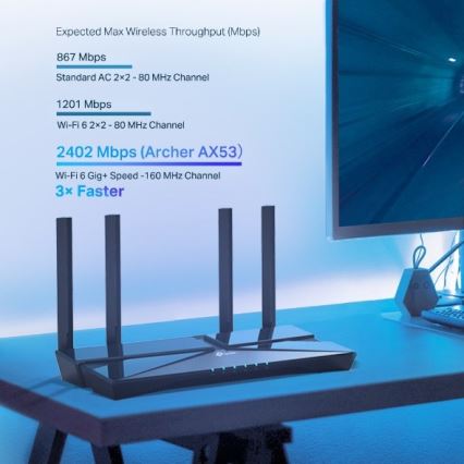 TP-Link - Dobbeltbånds gigabit Wi-Fi 6-router Archer AX53
