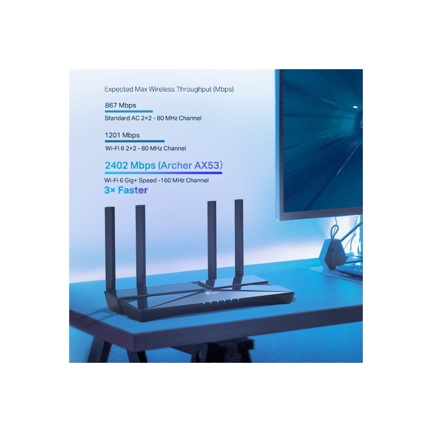 TP-Link - Dobbeltbånds gigabit Wi-Fi 6-router Archer AX53