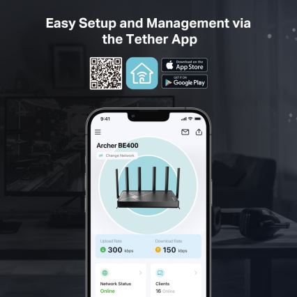 TP-Link - Dobbeltbånds Wi-Fi 7-router Archer BE400