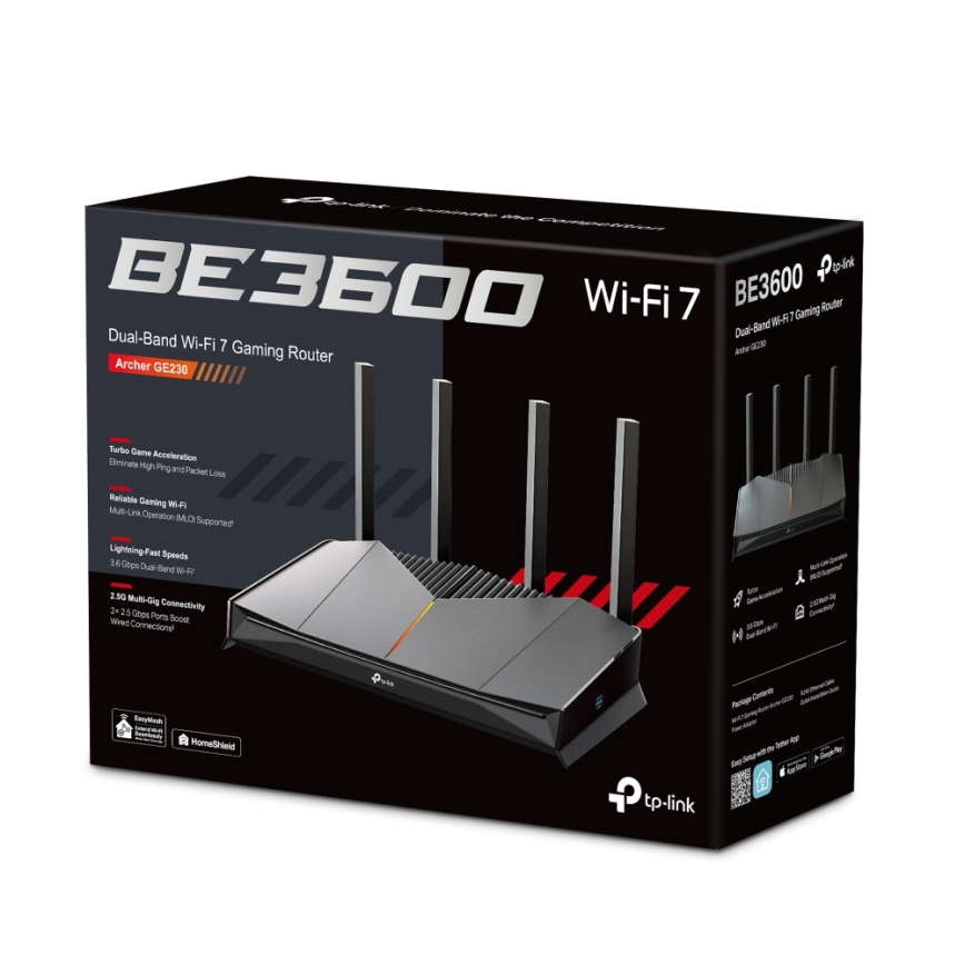 TP-Link - Gaming to-bånds Wi-Fi 7 router Archer GE230