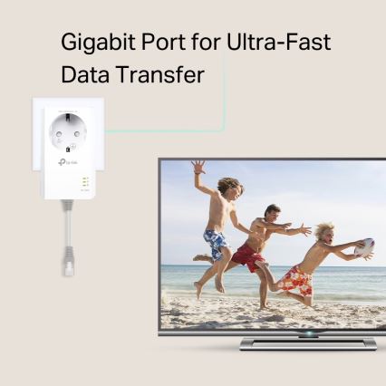 TP-Link - Gigabit Powerline-sæt med gennemgangsudtag og Wi-Fi