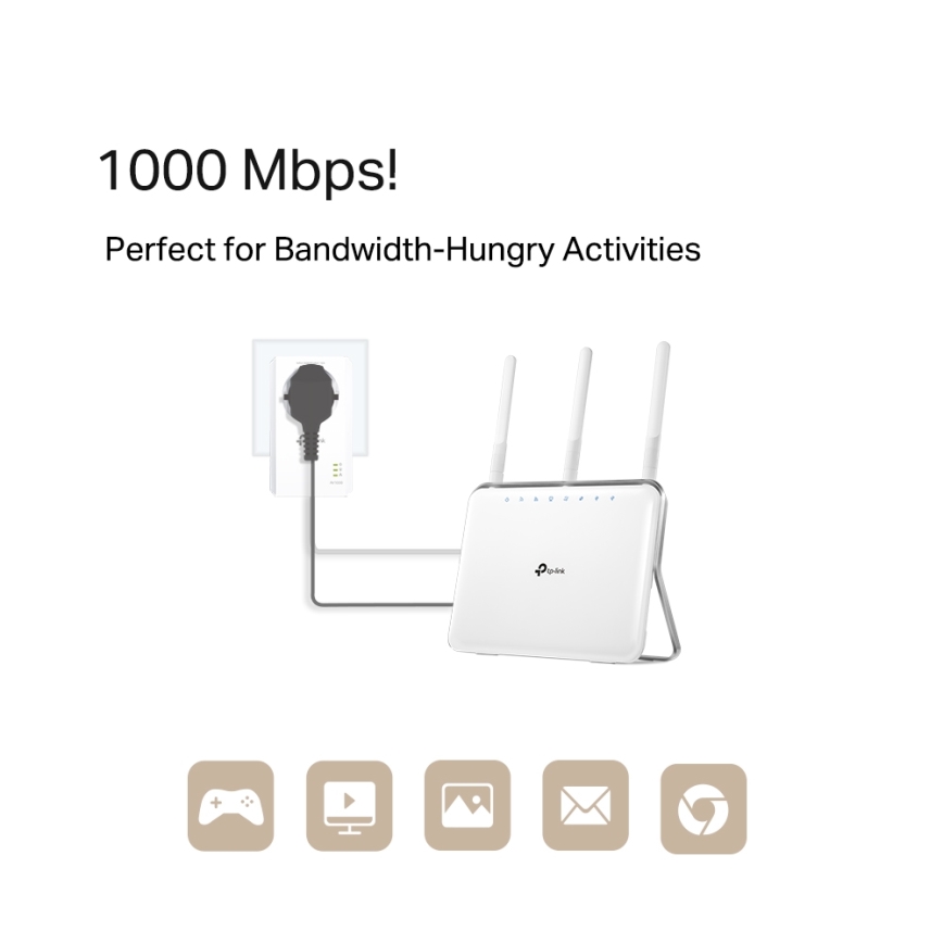 TP-Link - Gigabit Powerline-sæt med gennemgangsudtag og Wi-Fi