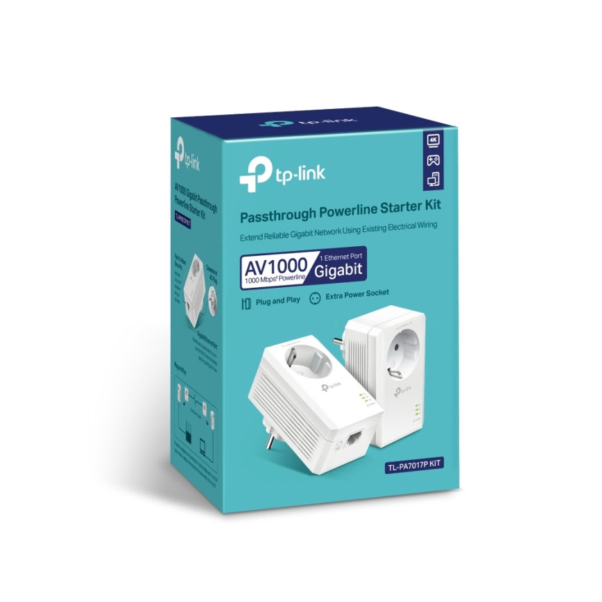 TP-Link - Gigabit Powerline-sæt med gennemgangsudtag og Wi-Fi