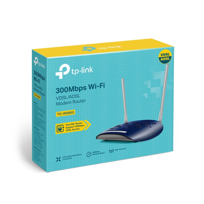 TP-Link - Modem og router 300 Mbps trådløs N VDSL/ADSL TD-W9960 Wi-Fi