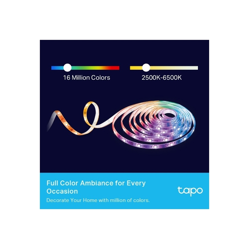TP-Link - RGBW, dæmpbar LED-strimmel 5 m / 24 W / 230 V / Wi-Fi