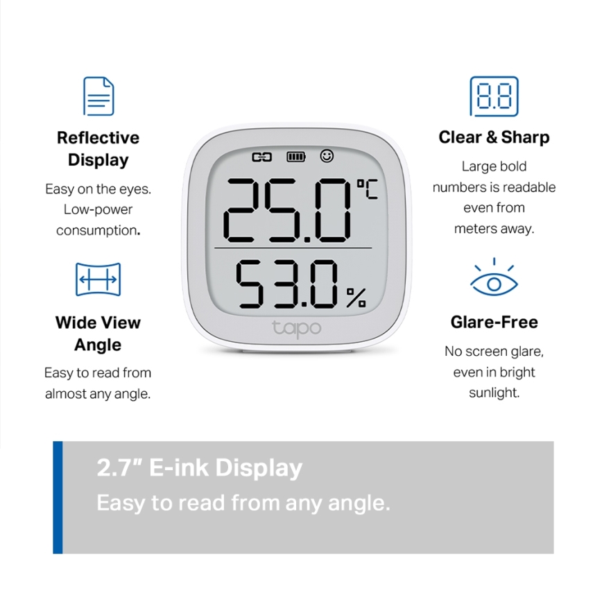 TP-Link - Smart monitor til måling af temperatur og luftfugtighed 2xAAA Wi-Fi