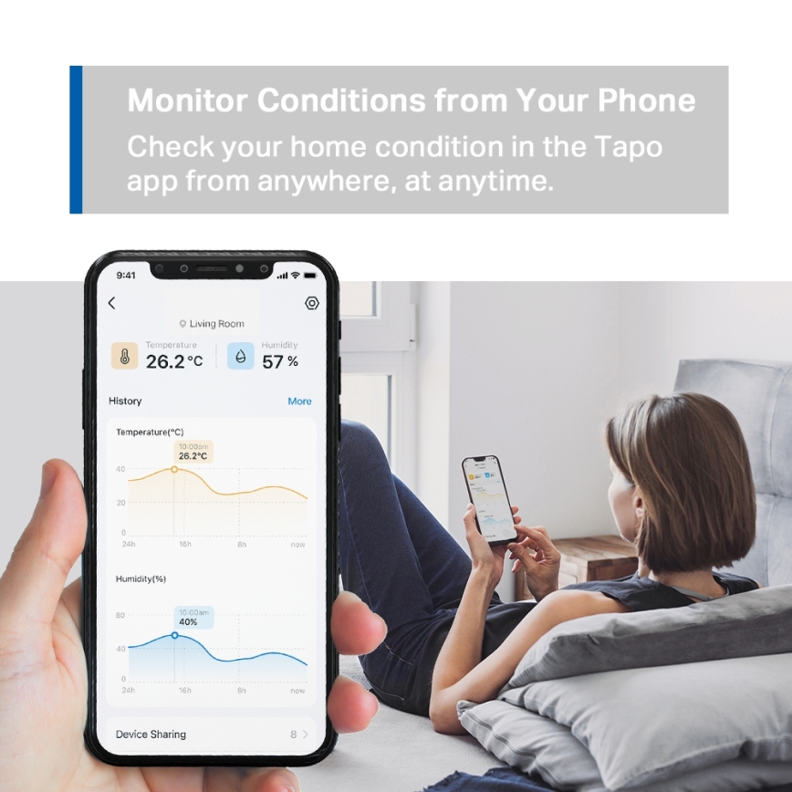 TP-Link - Smart sensor til måling af temperatur og luftfugtighed 1xCR2450 Wi‑Fi