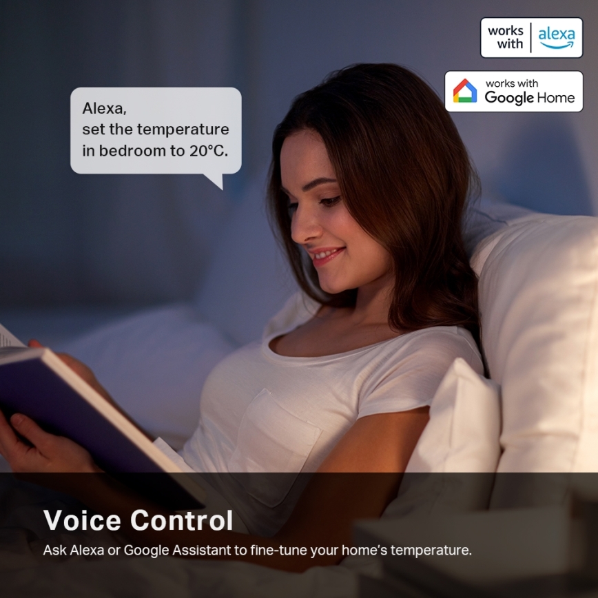 TP-Link - Smart termostathoved med LCD-display, 2xAA, Tuya