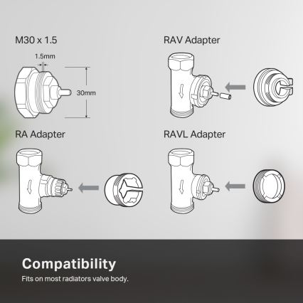 TP-Link - Smart termostatisk radiatorventil med LCD-display, 2xAA, Tuya