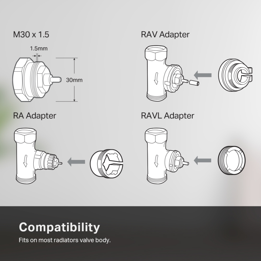 TP-Link - Smart termostatisk radiatorventil med LCD-display, 2xAA, Tuya