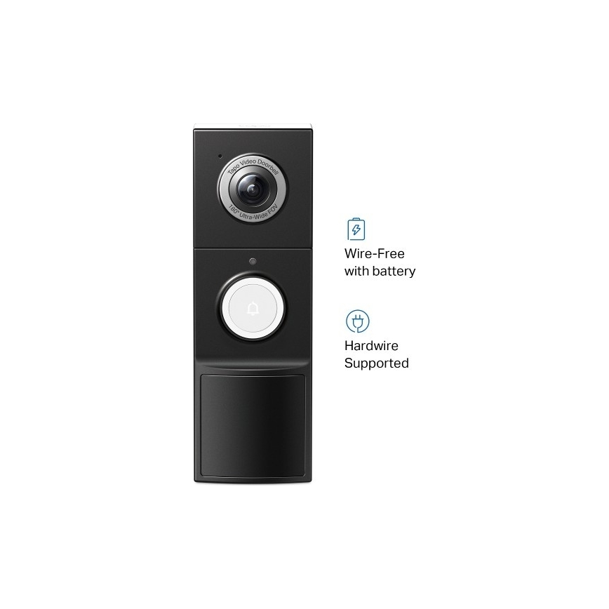 TP-Link - Smart videodørklokke med sensor, 2K-opløsning, 10000 mAh batteri, IP66, Wi‑Fi