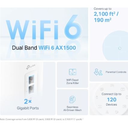TP-Link - Sæt med 2 Deco X10 Wi-Fi 6 mesh-systemer til hele hjemmet