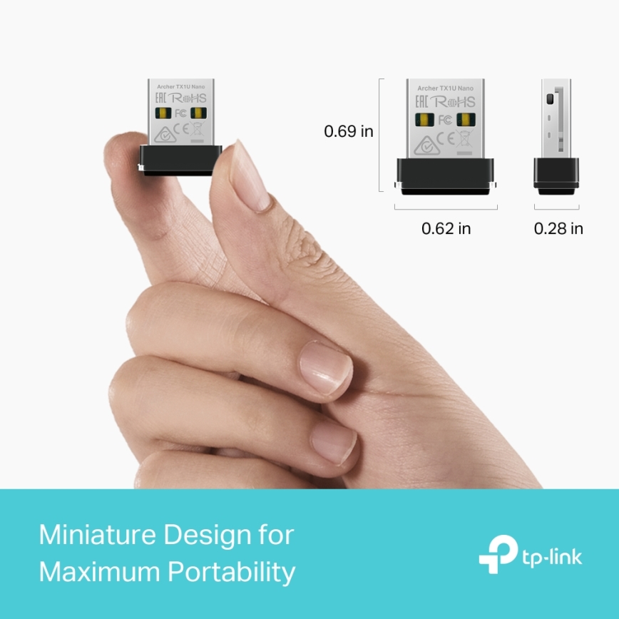 TP-Link - Trådløs Wi-Fi 6 USB-nanoadapter Archer TX1U Nano