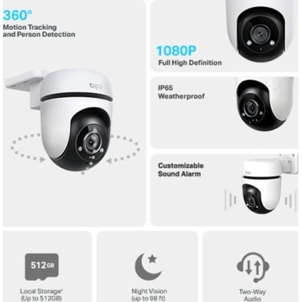 TP-Link - Udendørs kamera med sensor IP65 Wi‑Fi
