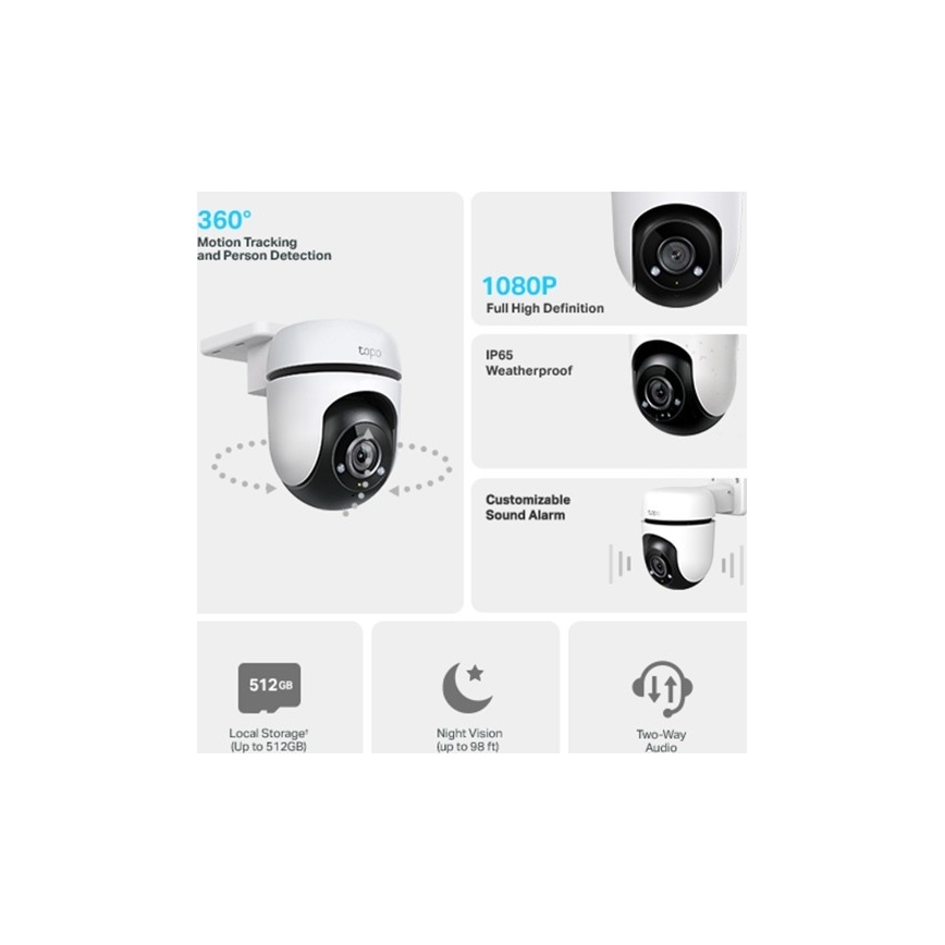 TP-Link - Udendørs kamera med sensor IP65 Wi‑Fi