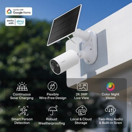 TP-Link - Udendørs solcellekamera med sensor, IP65 og Wi‑Fi