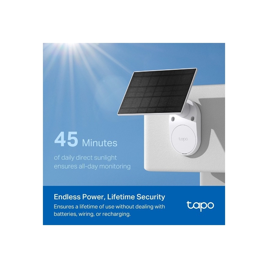 TP-Link - Udendørs solcellekamera med sensor, IP65 og Wi‑Fi