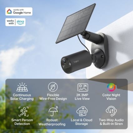 TP-Link - Udendørs solcellekamera med sensor, IP65, Wi‑Fi