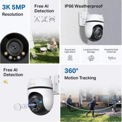 TP-Link - Udendørs Wi-Fi-kamera med sensor IP66