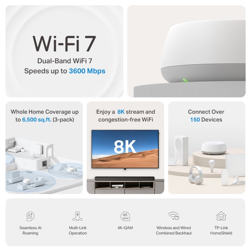 TP-Link - Wi-Fi 7 mesh-system til hele hjemmet Deco BE22