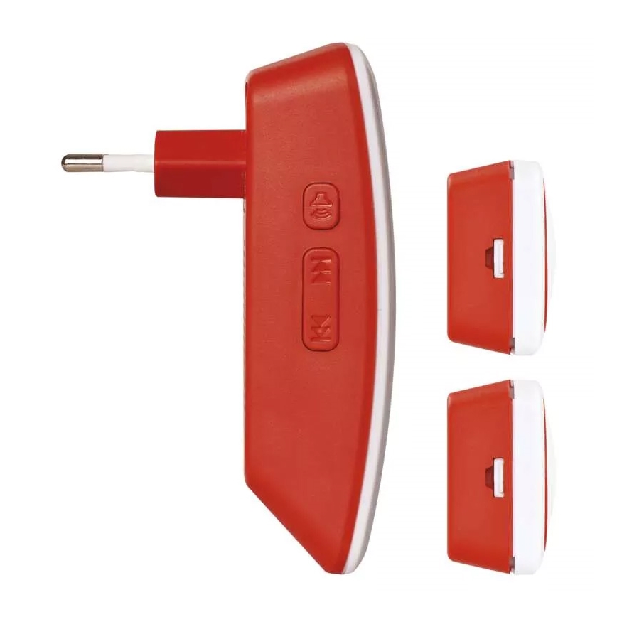 Trådløs dørklokke + 2x ringetryk 230V IP44