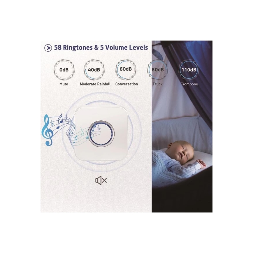 Trådløs dørklokke 3xAAA IP55 sort
