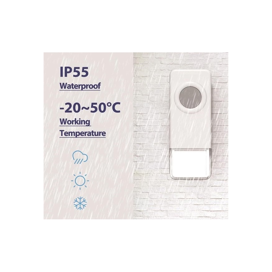 Trådløs dørklokke 3xAAA IP55 sort