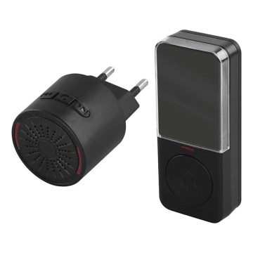 Trådløs dørklokke til 230V-stik + 1xCR2032 sort
