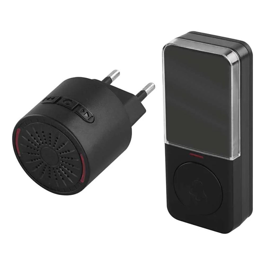 Trådløs dørklokke til 230V-stik + 1xCR2032 sort