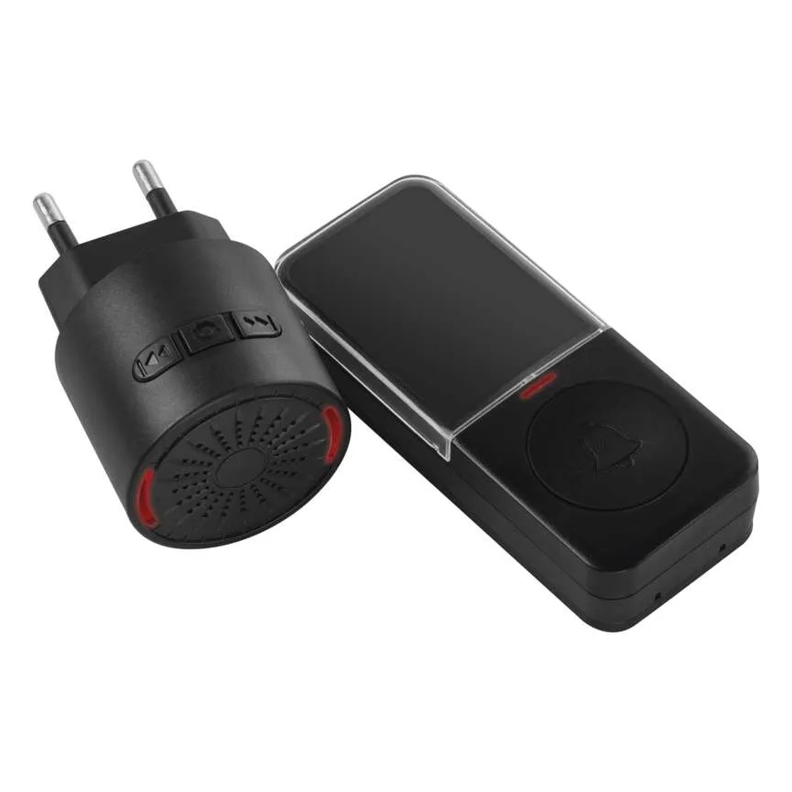 Trådløs dørklokke til 230V-stik + 1xCR2032 sort