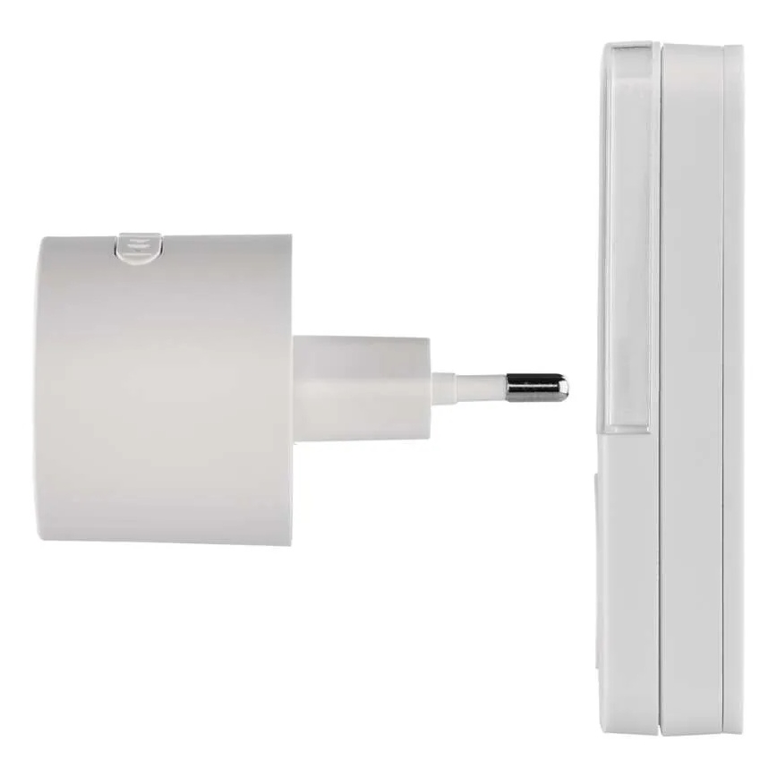 Trådløs dørklokke til stikkontakt 230V + 1xCR2032 hvid