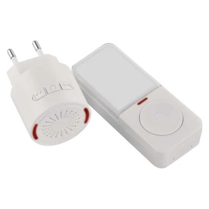 Trådløs dørklokke til stikkontakt 230V + 1xCR2032 hvid