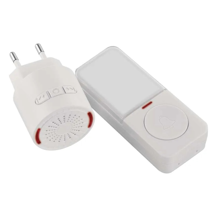 Trådløs dørklokke til stikkontakt 230V + 1xCR2032 hvid