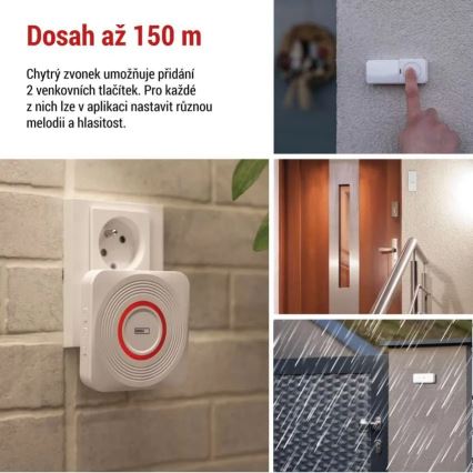 Trådløs dørklokke til stikkontakt GoSmart 230V + 1x CR2032 hvid Wi-Fi