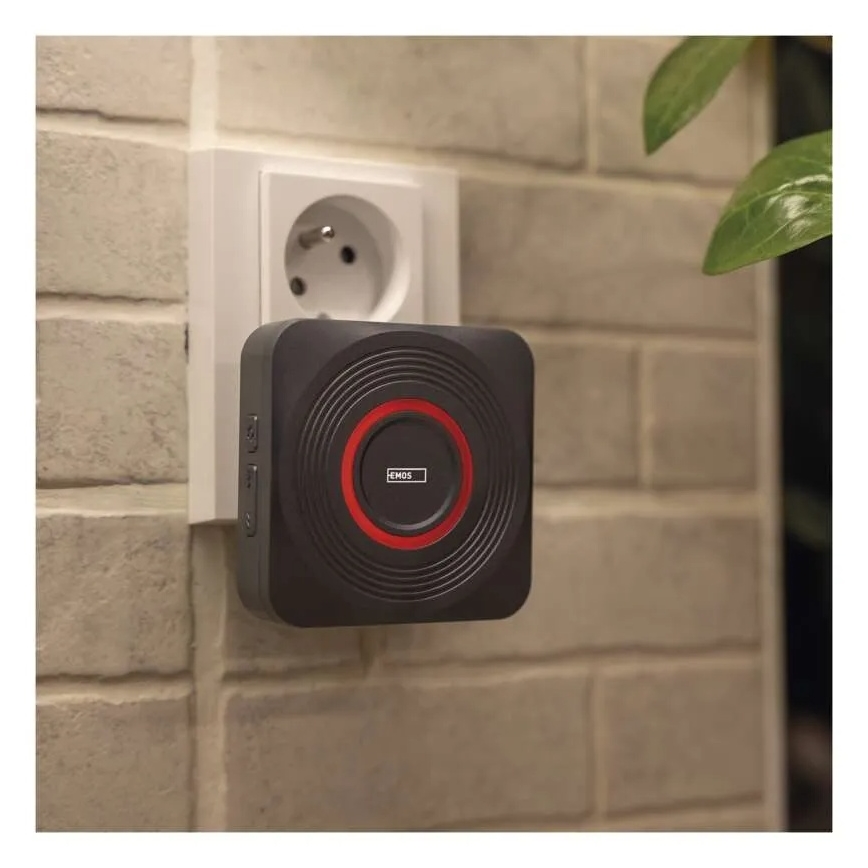 Trådløs dørklokke til stikkontakt GoSmart 230V + 1xCR2032 grå Wi-Fi