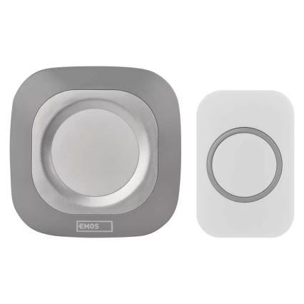 Trådløs plugin-dørklokke 230V + 1xCR2032 IP44 grå