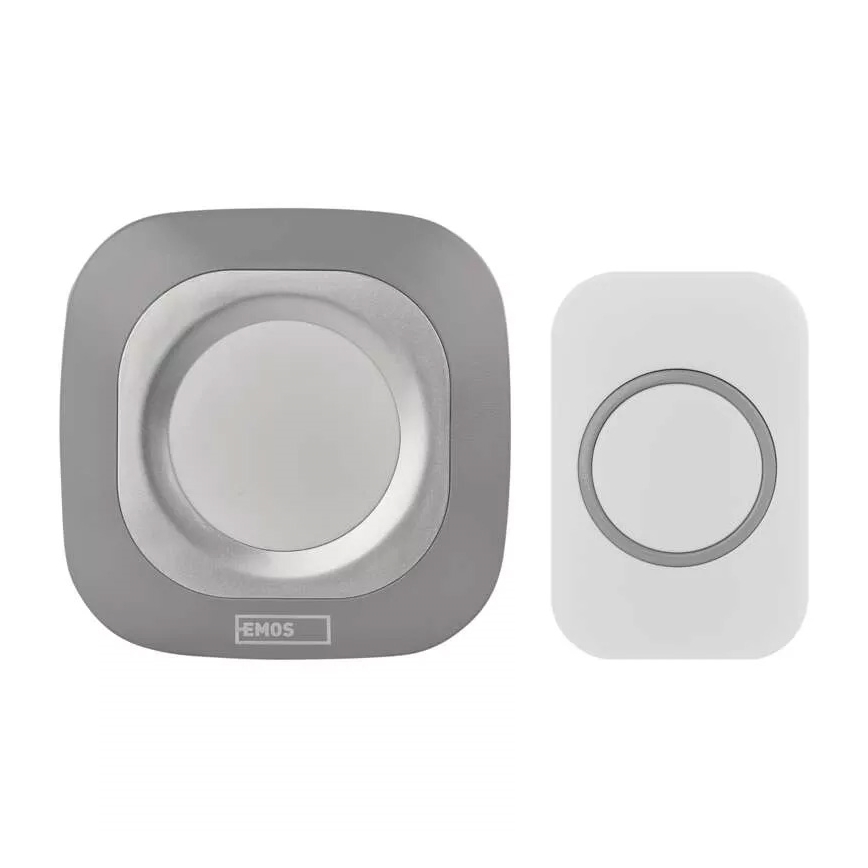 Trådløs plugin-dørklokke 230V + 1xCR2032 IP44 grå