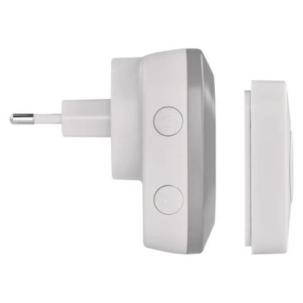 Trådløs plugin-dørklokke 230V + 1xCR2032 IP44 grå