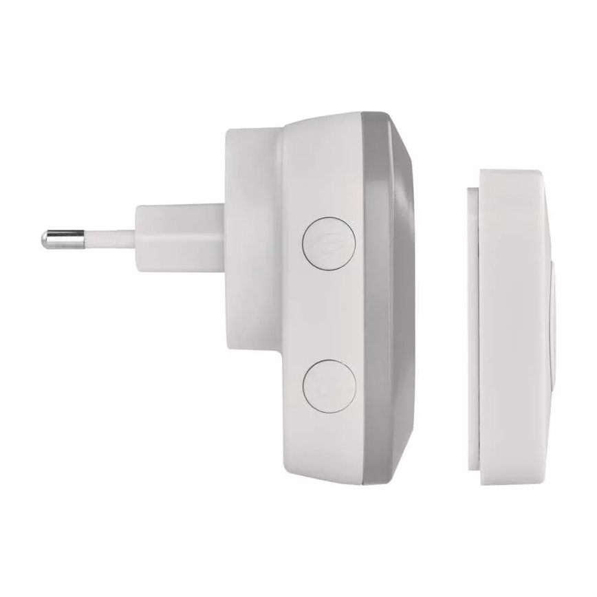 Trådløs plugin-dørklokke 230V + 1xCR2032 IP44 grå
