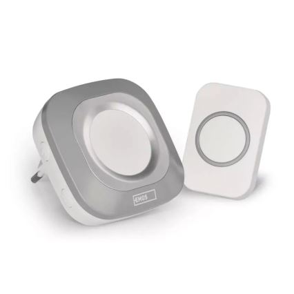 Trådløs plugin-dørklokke 230V + 1xCR2032 IP44 grå