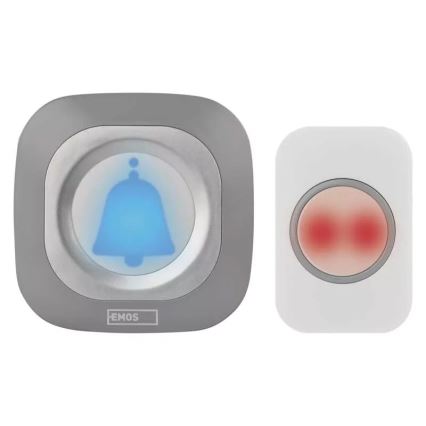 Trådløs plugin-dørklokke 230V + 1xCR2032 IP44 grå