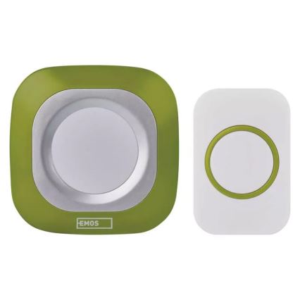 Trådløs plugin-dørklokke 230V + 1xCR2032 IP44 grøn