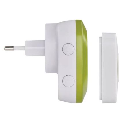 Trådløs plugin-dørklokke 230V + 1xCR2032 IP44 grøn