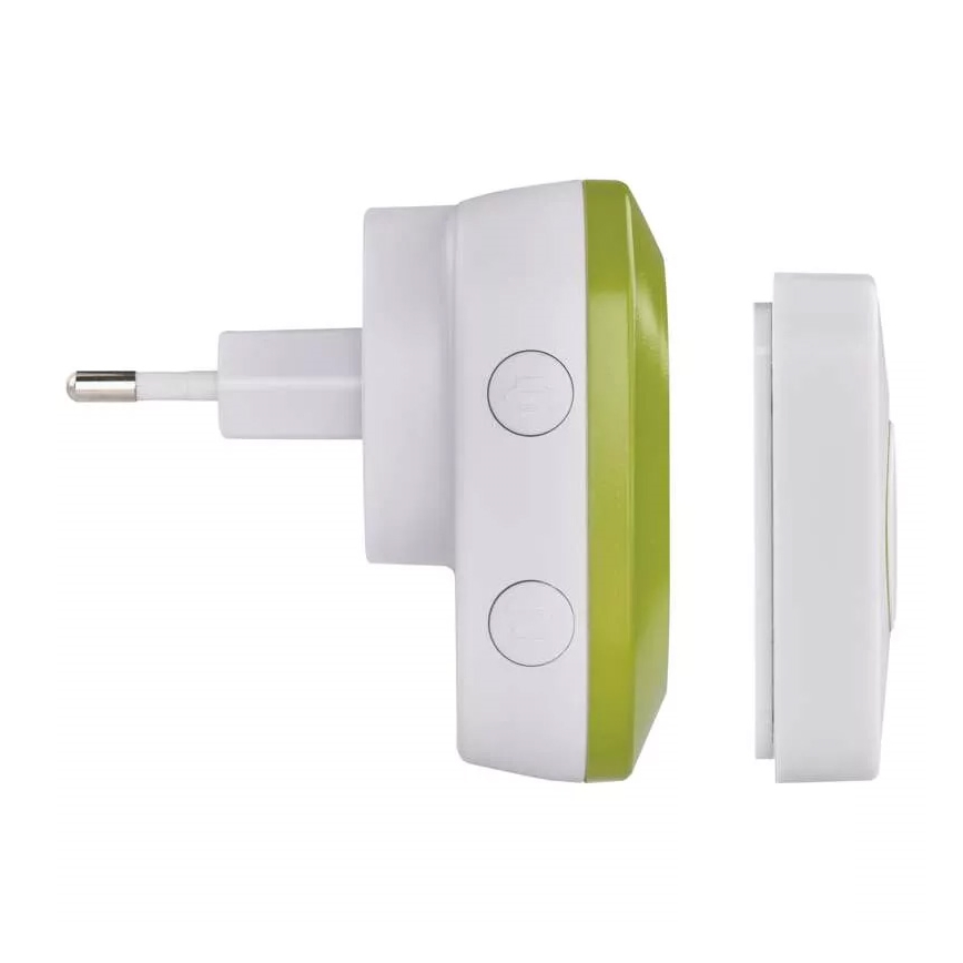 Trådløs plugin-dørklokke 230V + 1xCR2032 IP44 grøn