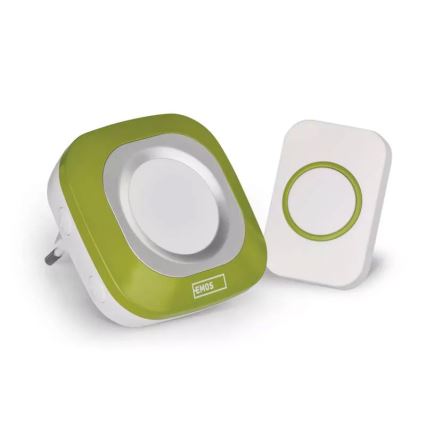 Trådløs plugin-dørklokke 230V + 1xCR2032 IP44 grøn