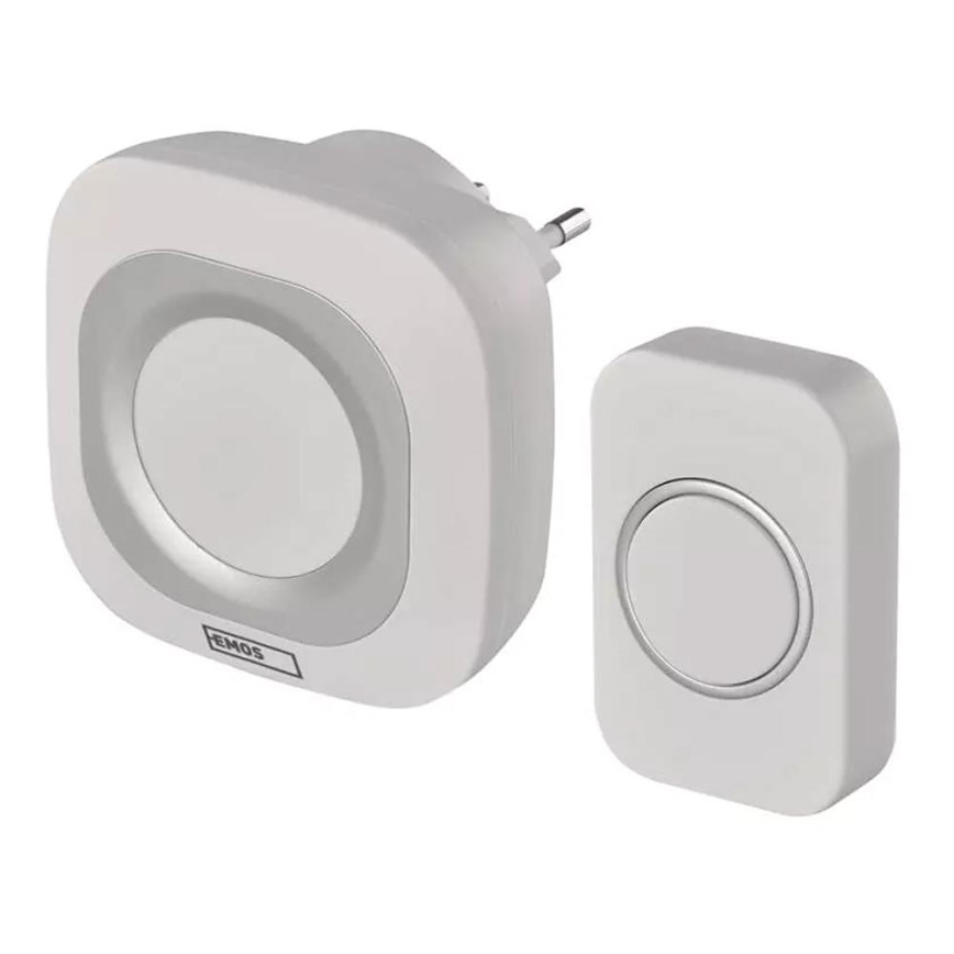 Trådløs plugin-dørklokke 230V + 1xCR2032 IP44 hvid